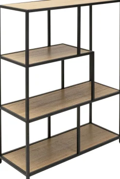 Fashion KARE Design Regał stojący półki naturalne MDF laminowany rama czarna stalowa 77x100 cm - KARE