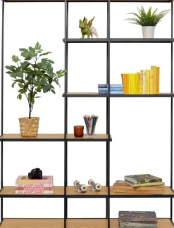 Outlet KARE Design Regał stojący półki naturalne fornir dębowy rama czarna stalowa 150x200 cm - KARE