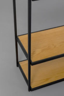 Outlet KARE Design Regał stojący półki naturalne fornir dębowy rama czarna stalowa 150x200 cm - KARE