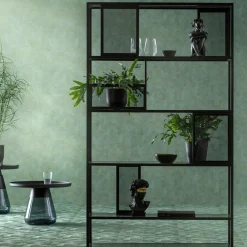 Hot KARE Design Regał stojący półki szklane przydymione rama czarna stalowa 115x195 cm - KARE