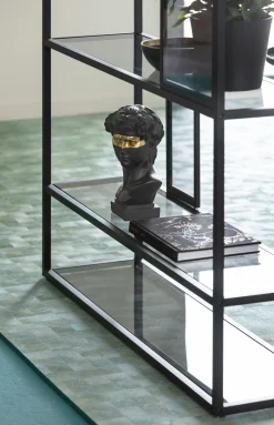 Hot KARE Design Regał stojący półki szklane przydymione rama czarna stalowa 115x195 cm - KARE