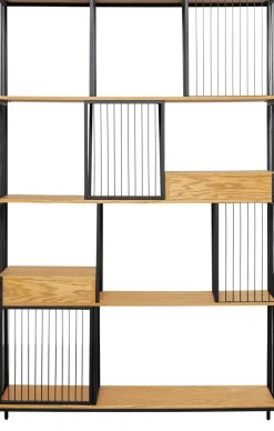 New KARE Design Regał stojący z 2 szufladami fornir dębowy i stal 125x200 cm - KARE