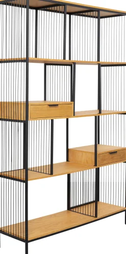 New KARE Design Regał stojący z 2 szufladami fornir dębowy i stal 125x200 cm - KARE