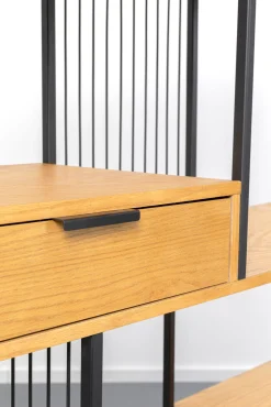 New KARE Design Regał stojący z 2 szufladami fornir dębowy i stal 125x200 cm - KARE