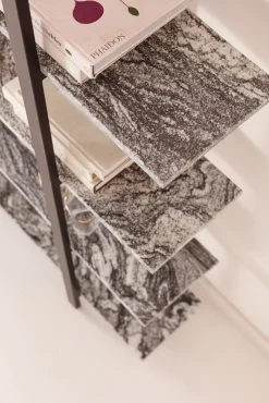 Discount KARE Design Regał z granitowymi półkami i czarnymi stalowymi nogami 120x180 cm - KARE