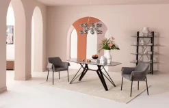 Discount KARE Design Regał z granitowymi półkami i czarnymi stalowymi nogami 120x180 cm - KARE