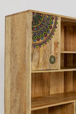 Clearance KARE Design Regał z półkami i schowkami drewno mango kolorowe ornamenty 90x193 cm - KARE