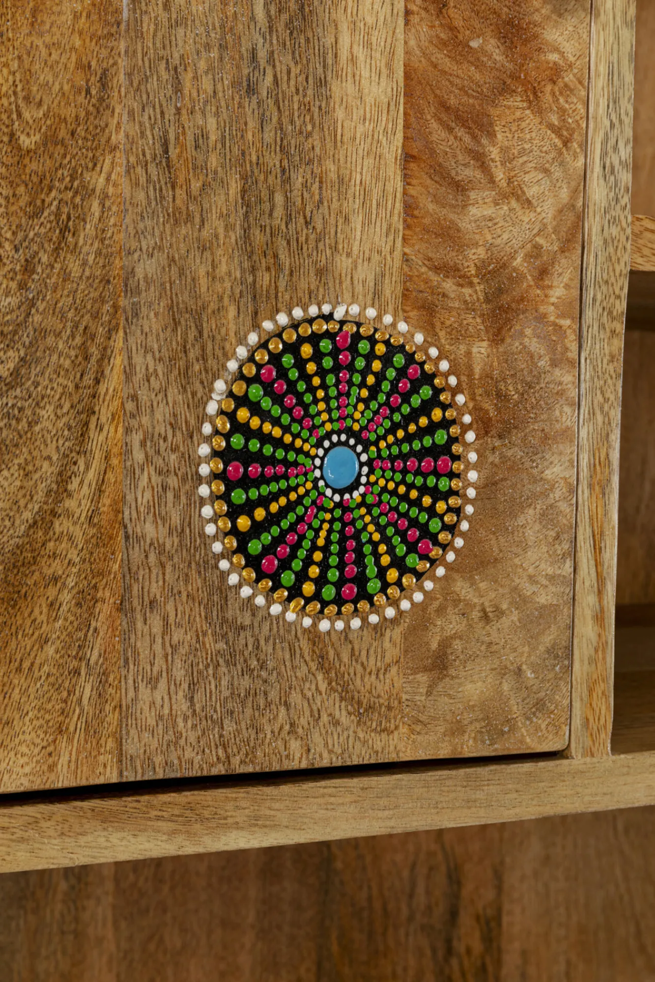 Clearance KARE Design Regał z półkami i schowkami drewno mango kolorowe ornamenty 90x193 cm - KARE