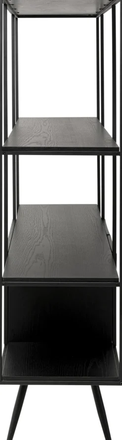 Discount KARE Design Regał ze schowkiem czarny półki fornir dębowy rama stalowa 180x183 cm - KARE