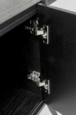 Discount KARE Design Regał ze schowkiem czarny półki fornir dębowy rama stalowa 180x183 cm - KARE