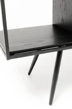 Discount KARE Design Regał ze schowkiem czarny półki fornir dębowy rama stalowa 180x183 cm - KARE