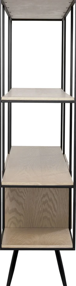 Outlet KARE Design Regał ze schowkiem półki naturalne fornir dębowy rama czarna stalowa 180x183 cm - KARE