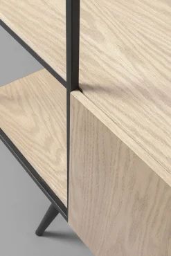 Outlet KARE Design Regał ze schowkiem półki naturalne fornir dębowy rama czarna stalowa 180x183 cm - KARE