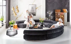 Discount KARE Design Sofa - moduł zaokrąglony tapicerka szaroniebieska 145 cm - KARE