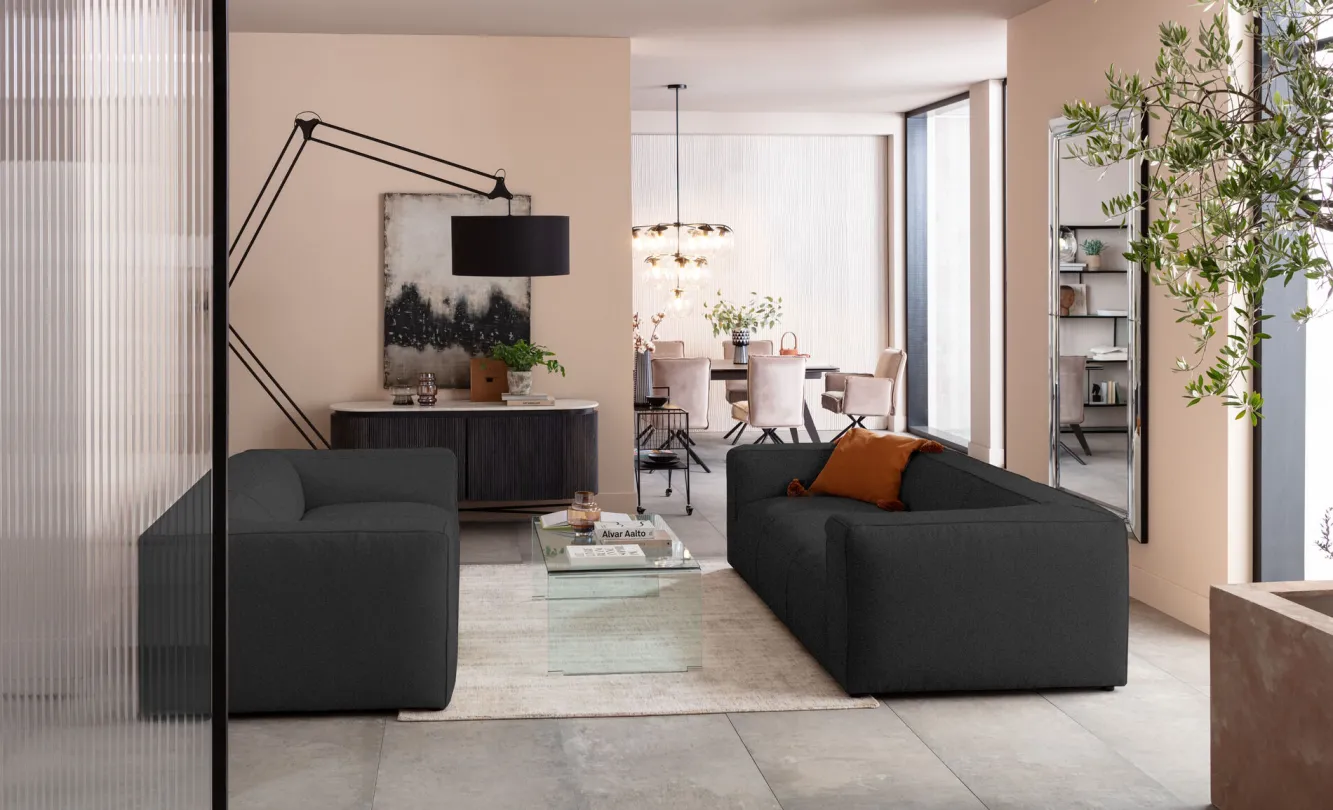 Online KARE Design Sofa Cubetto Cord 3 os. 220 cm ciemnoszara - KARE