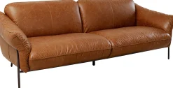 Online KARE Design Sofa ekskluzywna 3-osobowa brązowa skóra semianilinowa nogi czarne 226 cm - KARE