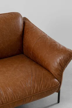 Online KARE Design Sofa ekskluzywna 3-osobowa brązowa skóra semianilinowa nogi czarne 226 cm - KARE