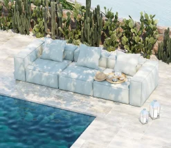 Discount KARE Design Sofa Korali Beach outdoor jasnoniebieska 320cm - KARE