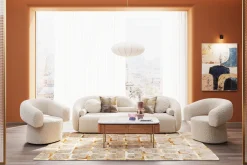 Online KARE Design Sofa kremowa 3-osobowa tkanina boucle 225 cm - KARE