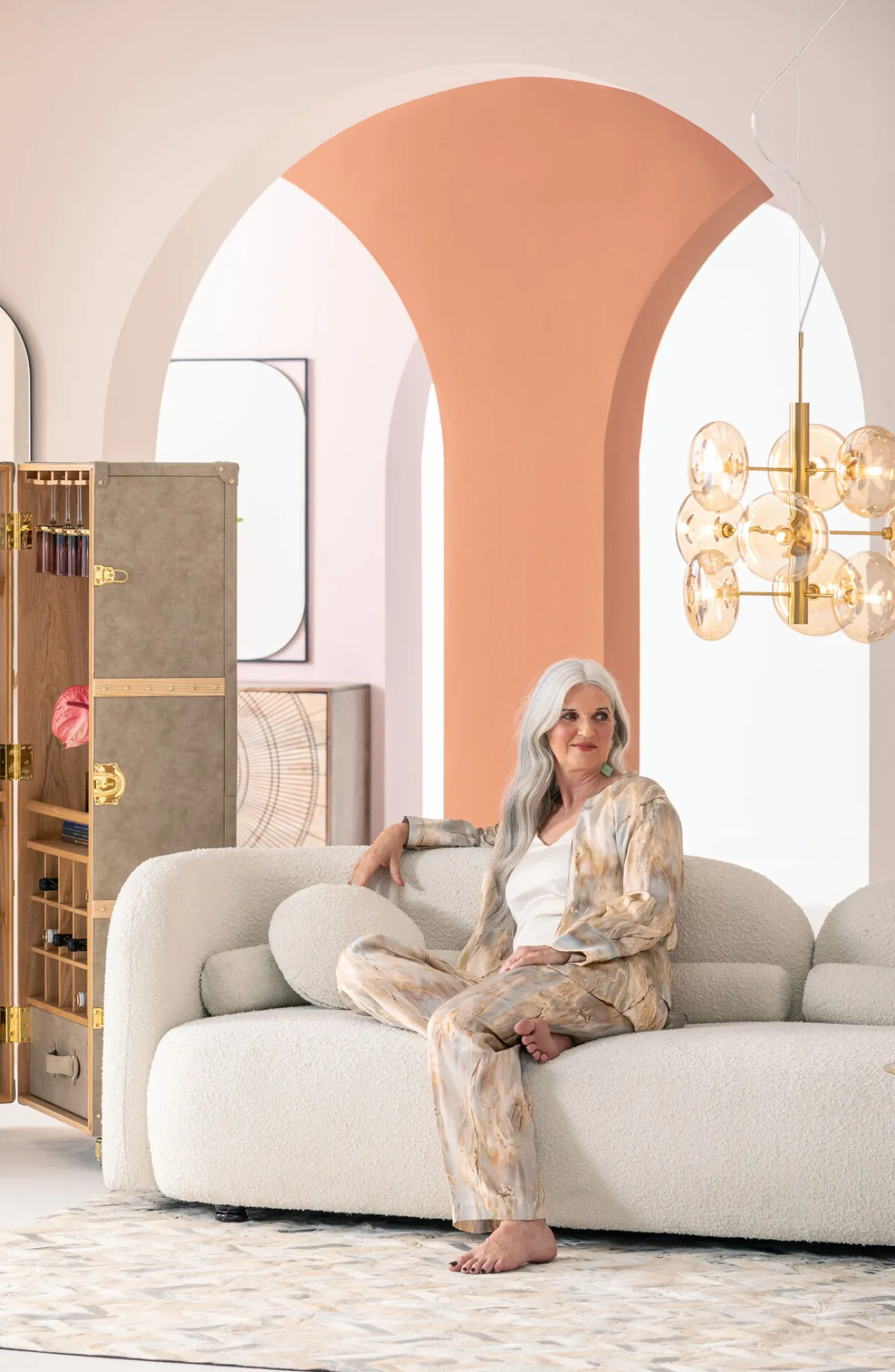 Online KARE Design Sofa kremowa 3-osobowa tkanina boucle 225 cm - KARE