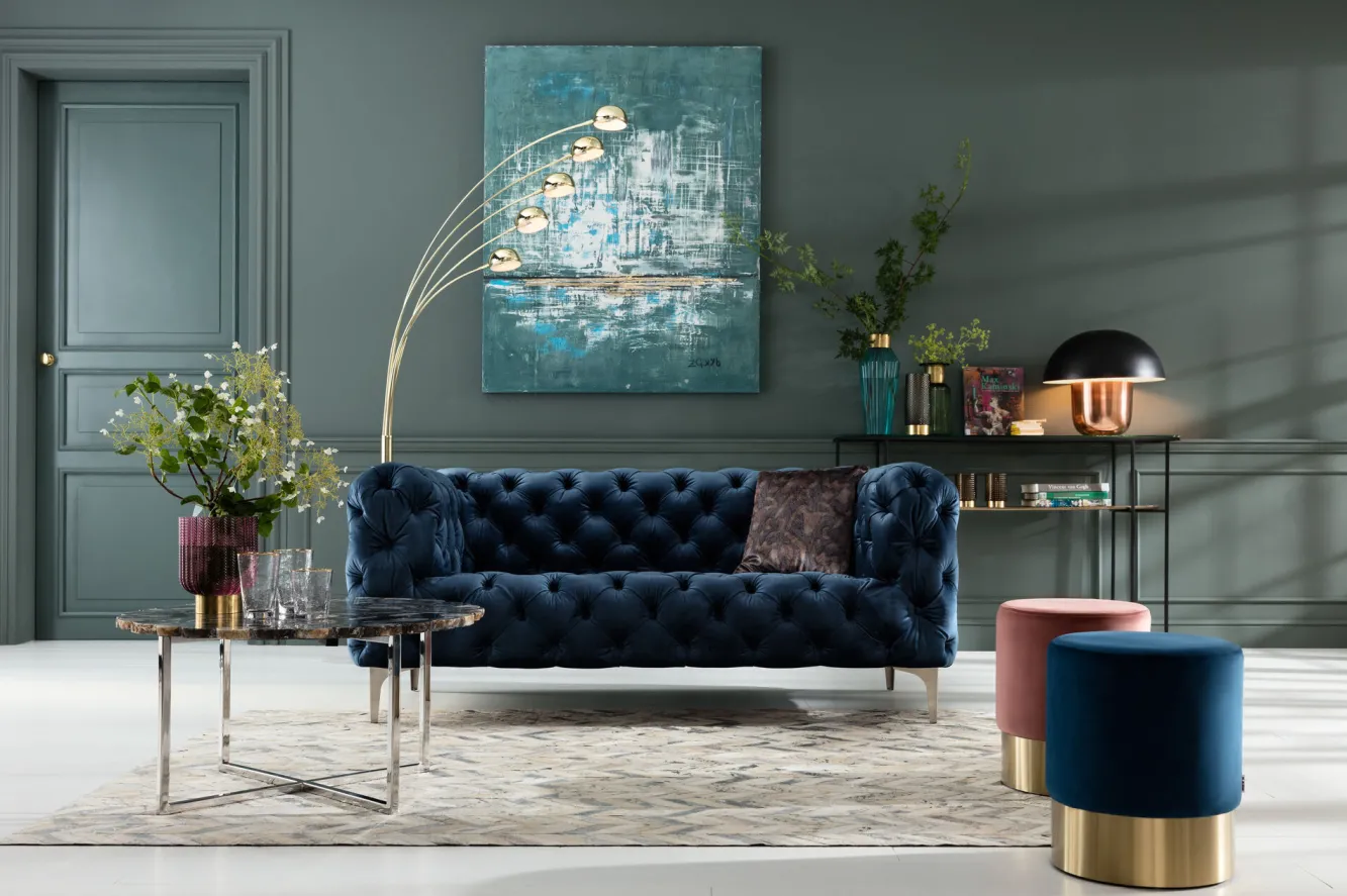 Best KARE Design Sofa Look Royal 180x77 cm niebieska - KARE