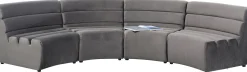 Best KARE Design Sofa modułowa 1 element zaokrąglona welurowa szara 109 cm - KARE