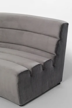 Best KARE Design Sofa modułowa 1 element zaokrąglona welurowa szara 109 cm - KARE