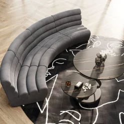 Best KARE Design Sofa modułowa 1 element zaokrąglona welurowa szara 109 cm - KARE