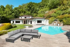 Sale KARE Design Sofa ogrodowa ze stolikiem Holiday Black 242x242 cm - KARE