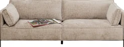 Sale KARE Design Sofa 3-os. tapicerowana w kolorze szarym nogi stal czarne 233 cm - KARE