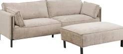 Sale KARE Design Sofa 3-os. tapicerowana w kolorze szarym nogi stal czarne 233 cm - KARE