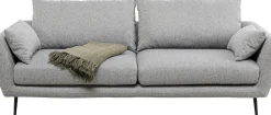 Best KARE Design Sofa 3-osobowa 219 cm tapicerowana szara nogi czarne - KARE