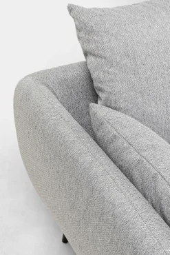 Best KARE Design Sofa 3-osobowa 219 cm tapicerowana szara nogi czarne - KARE