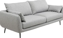 Best KARE Design Sofa 3-osobowa 219 cm tapicerowana szara nogi czarne - KARE