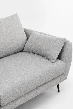Best KARE Design Sofa 3-osobowa 219 cm tapicerowana szara nogi czarne - KARE