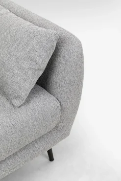 Best KARE Design Sofa 3-osobowa 219 cm tapicerowana szara nogi czarne - KARE