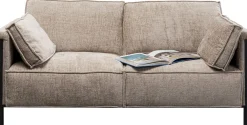 Outlet KARE Design Sofa 2-osobowa beżowa tkanina szenilowa nogi czarne 178 cm - KARE