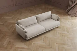Discount KARE Design Sofa 3-osobowa do salonu kremowa z czarnymi stalowymi nogami 245 cm - KARE