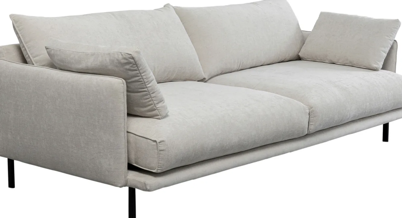Discount KARE Design Sofa 3-osobowa do salonu kremowa z czarnymi stalowymi nogami 245 cm - KARE
