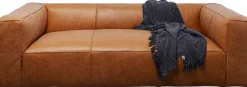 Fashion KARE Design Sofa 3-osobowa jasnobrązowa ekskluzywna skóra semianilinowa 220 cm - KARE