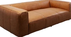 Fashion KARE Design Sofa 3-osobowa jasnobrązowa ekskluzywna skóra semianilinowa 220 cm - KARE