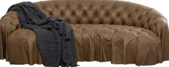 Outlet KARE Design Sofa 3-osobowa pikowana brązowa skóra semianilinowa 226 cm - KARE
