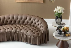 Outlet KARE Design Sofa 3-osobowa pikowana brązowa skóra semianilinowa 226 cm - KARE
