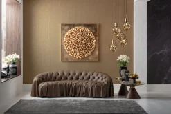 Outlet KARE Design Sofa 3-osobowa pikowana brązowa skóra semianilinowa 226 cm - KARE