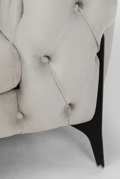 Clearance KARE Design Sofa 3-osobowa welurowa pikowana beżowa glamour 240 cm nogi czarne - KARE