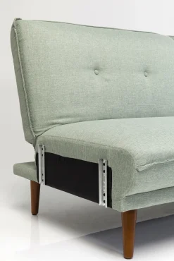 Discount KARE Design Sofa rozkładana z podłokietnikami 222x86 cm jasnozielona na brązowych nóżkach - KARE