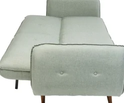 Discount KARE Design Sofa rozkładana z podłokietnikami 222x86 cm jasnozielona na brązowych nóżkach - KARE