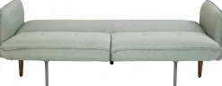 Discount KARE Design Sofa rozkładana z podłokietnikami 222x86 cm jasnozielona na brązowych nóżkach - KARE
