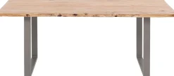 Sale KARE Design Stół 6-8 osobowy do loftu naturalny drewniany blat akacja czarne metalowe nogi 160x80 cm  - KARE
