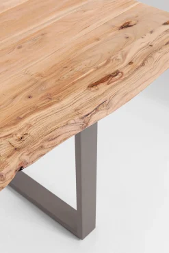 Sale KARE Design Stół 6-8 osobowy do loftu naturalny drewniany blat akacja czarne metalowe nogi 160x80 cm  - KARE